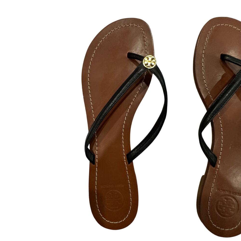 Tory Burch Miller Thong Sandal Lot 2 Pairs Womens 9 Black Silver Leather VGUC - Picture 5 of 16